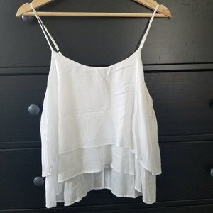 F21 White Flowly Tank Top
